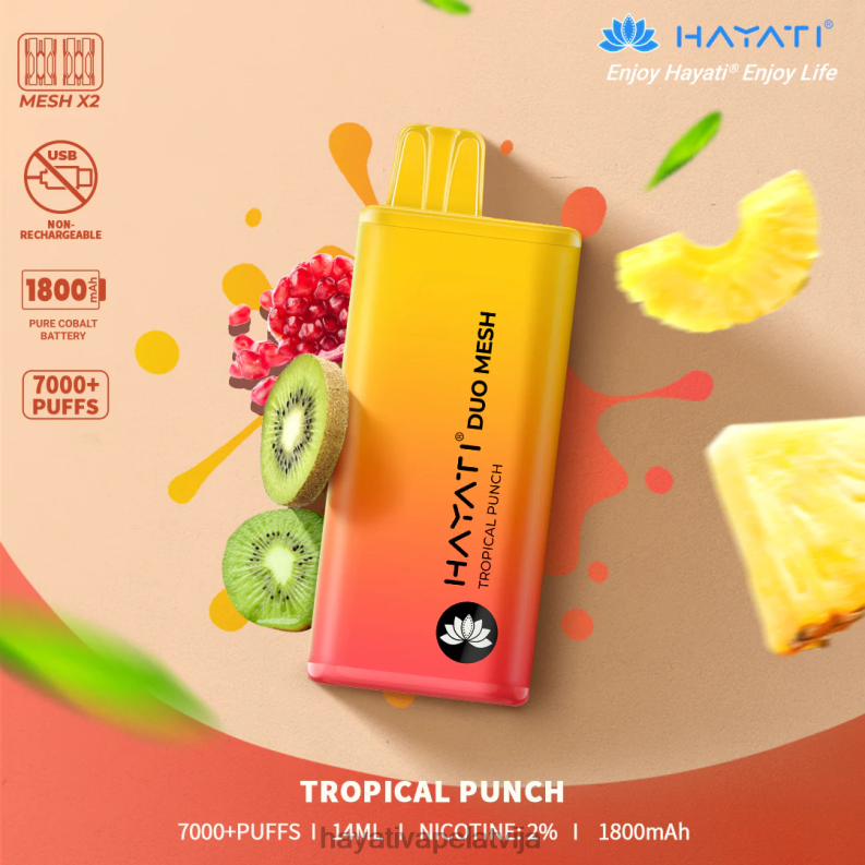 Hayati Vape Near Me | Hayati Duo Mesh vienreizējās lietošanas tropiskais perforators XL008184