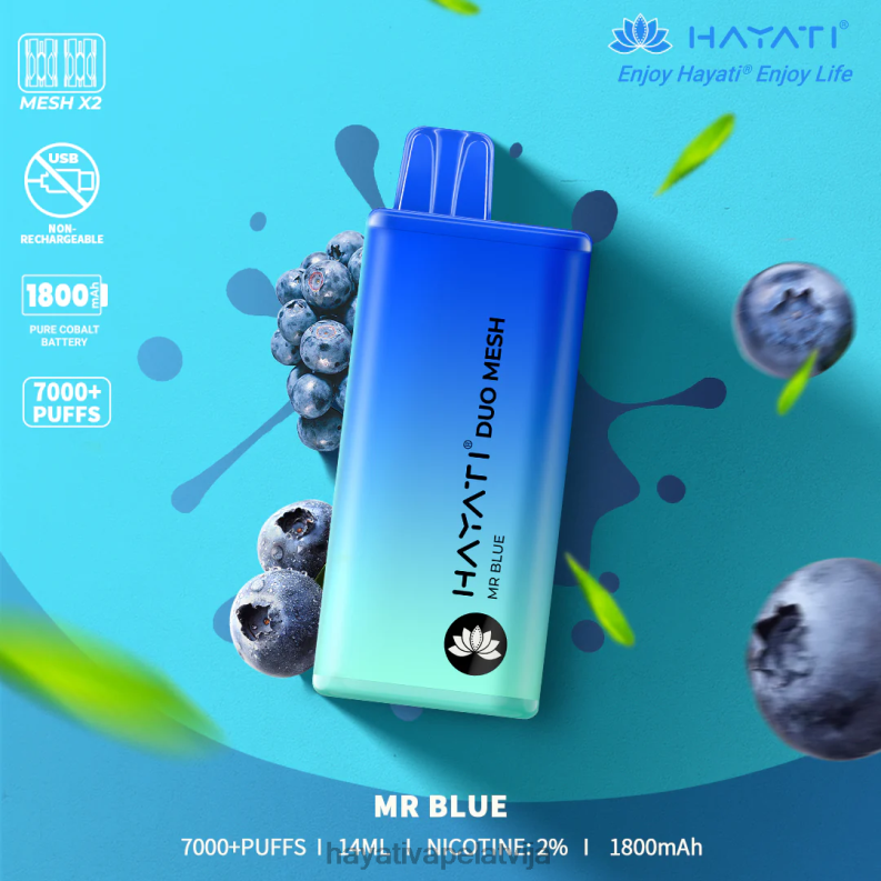Hayati Vape Near Me | Hayati Duo Mesh vienreizējās lietošanas zilais kungs XL008174