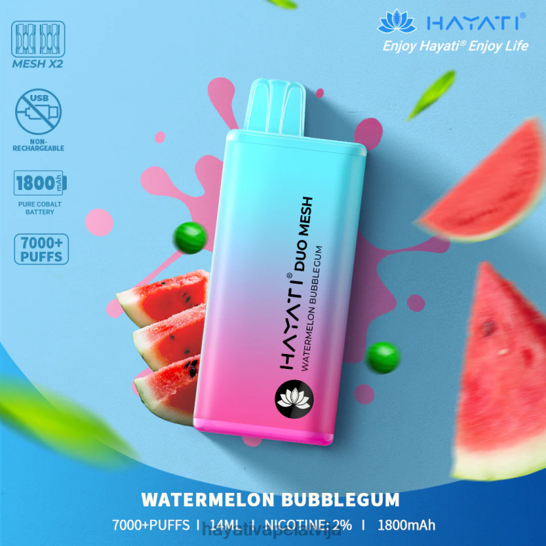 Hayati Vape Review | Hayati Duo Mesh vienreizējās lietošanas arbūzu burbulis XL008185