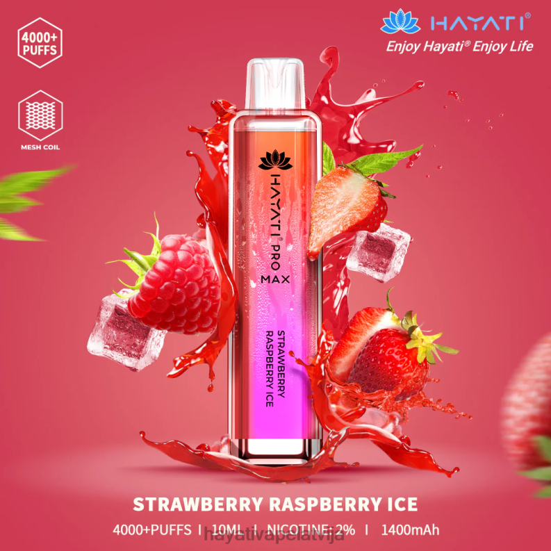 Hayati Riga | Hayati Pro Max vienreizējās lietošanas zemeņu aveņu ledus XL008122