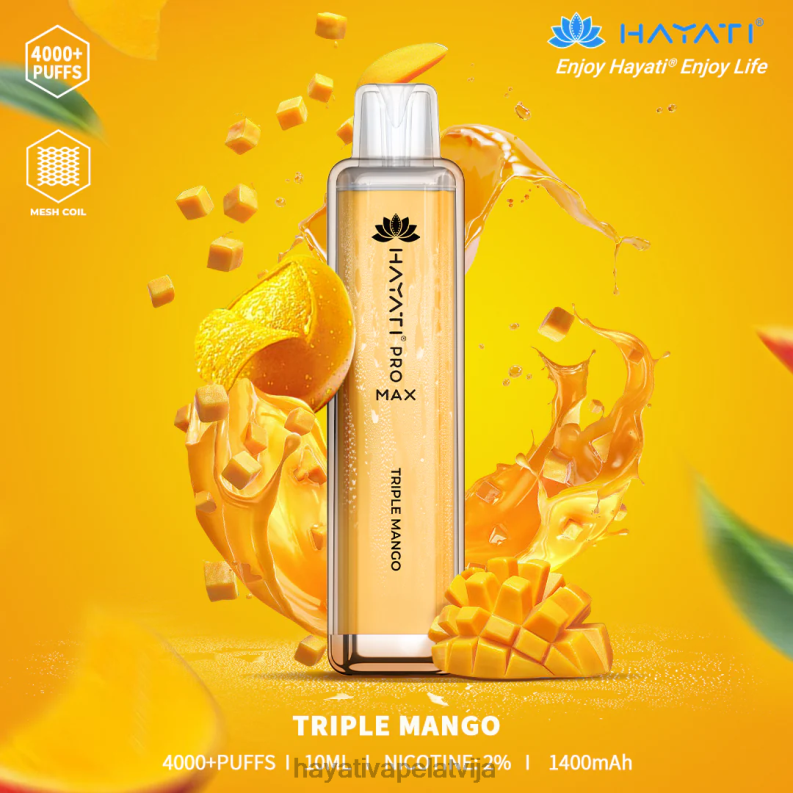 Hayati Vape Review | Hayati Pro Max vienreizējās lietošanas trīskāršais mango XL008125