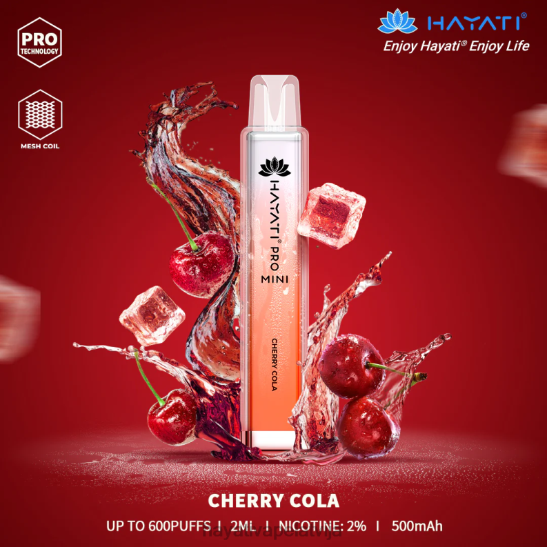 Hayati Flavour List | Hayati Pro Mini vienreizējās lietošanas ķiršu kola XL0087