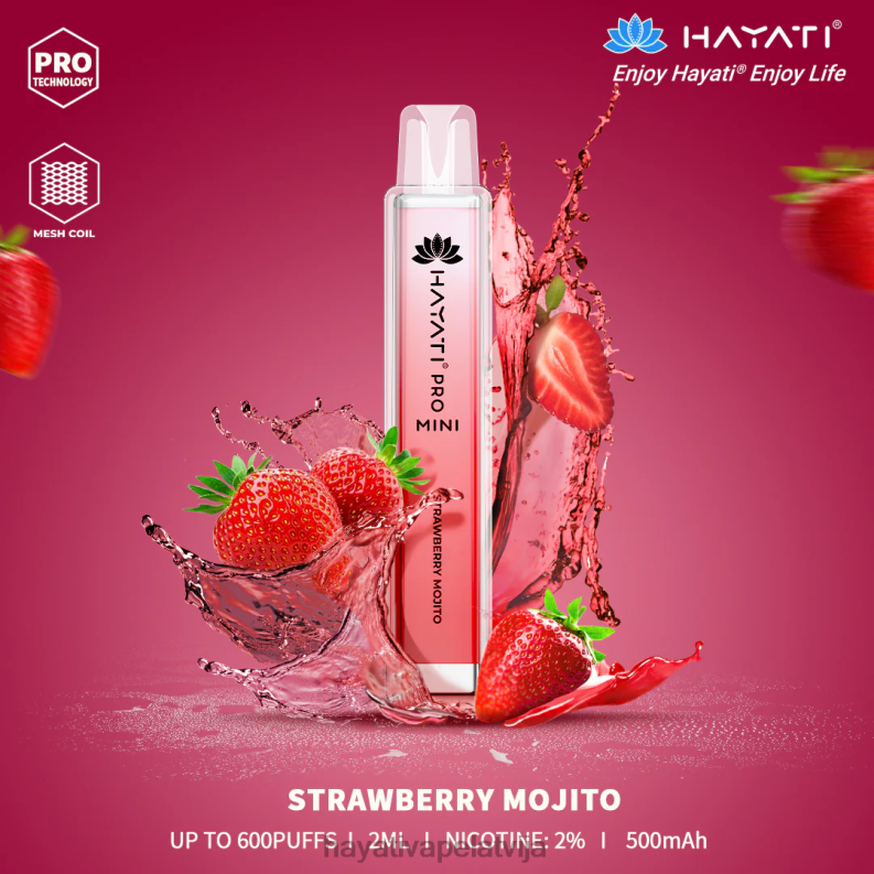 Hayati Latvija | Hayati Pro Mini vienreizējās lietošanas zemeņu mohito XL00821