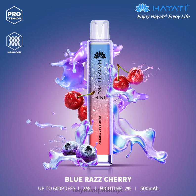 Hayati Vape Latvija | Hayati Pro Mini vienreizējās lietošanas zils razz ķirsis XL0083