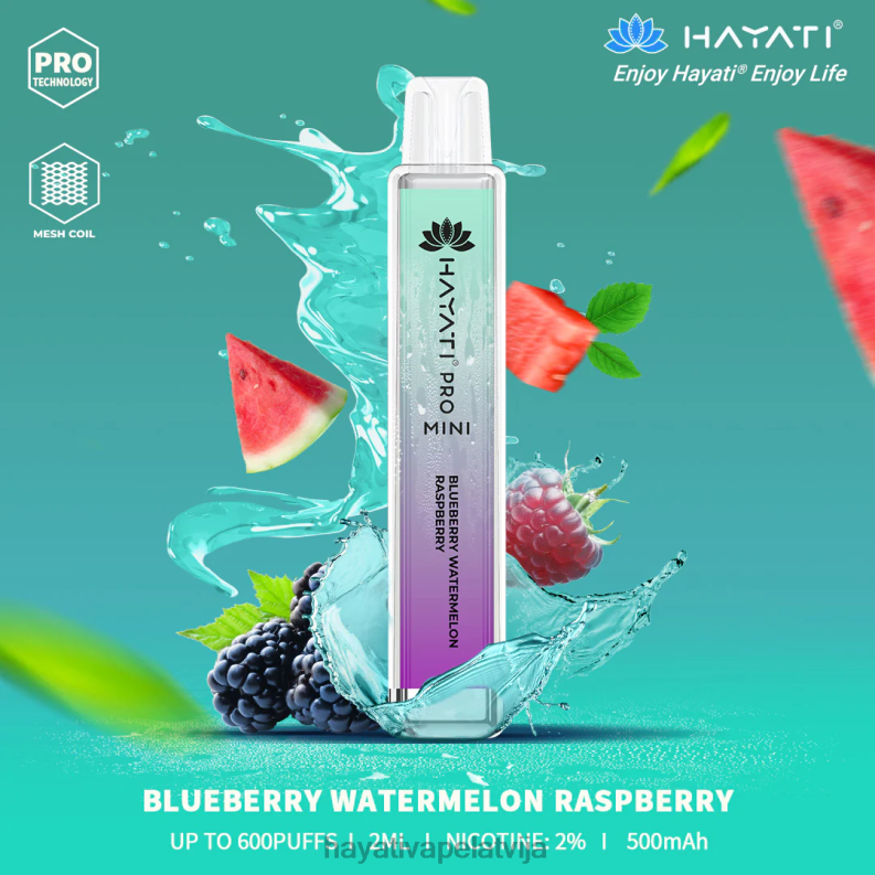 Hayati Vape Review | Hayati Pro Mini vienreizējās lietošanas melleņu arbūzs avenes XL00825