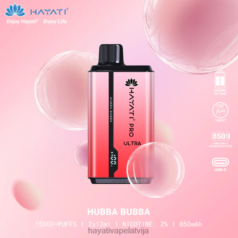 Hayati Latvija | Hayati Pro Ultra vienreizējās lietošanas 15000 uzpūtienu hubba bubba XL008201