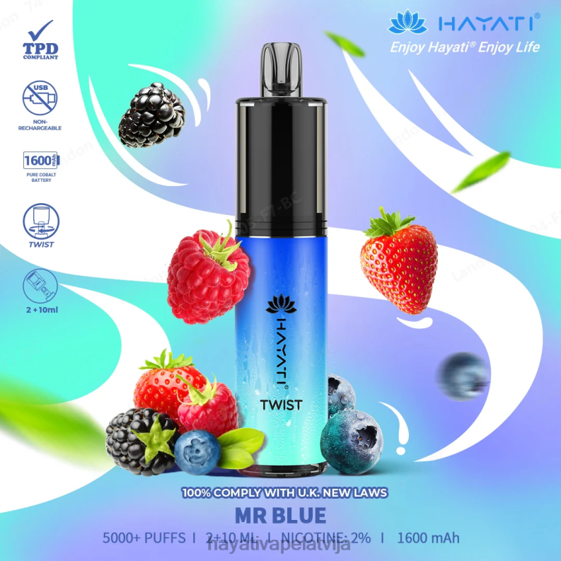 Hayati Flavour List | Hayati Twist vienreizējās lietošanas zilais kungs XL00877