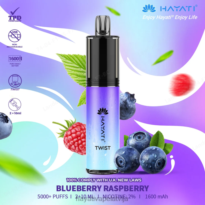 Hayati Flavours Latvija | Hayati Twist vienreizējās lietošanas melleņu avenes XL00866