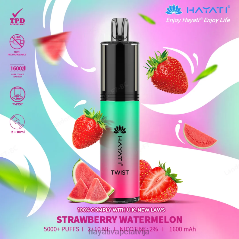 Hayati Flavours Latvija | Hayati Twist vienreizējās lietošanas zemeņu arbūzs XL00886