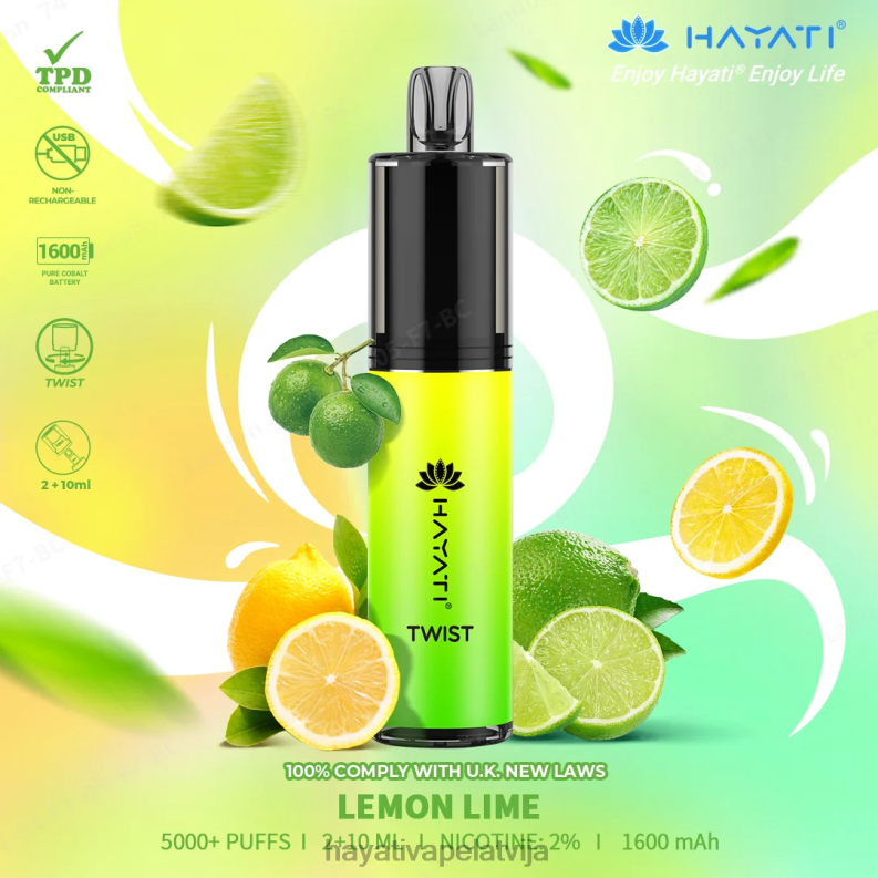 Hayati Vape Review | Hayati Twist vienreizējās lietošanas citronu laima XL00875